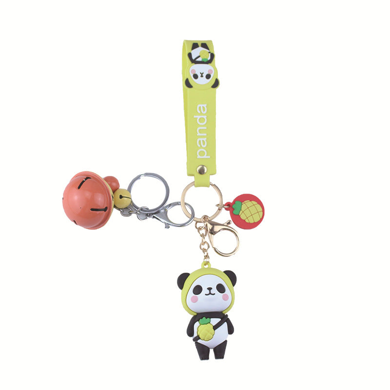 Cute Epoxy Panda Football Doll Keychain Creative Men's and Women's Bag Car Bell Pendant Small Commodity