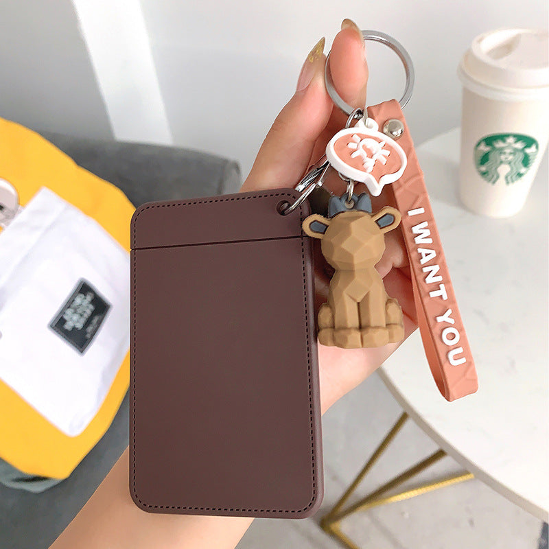 Cartoon Silicone Geometric Section Student Meal Card Bus Card Cover Card Holder Keychain Wholesale Pendant Stall Small Gift