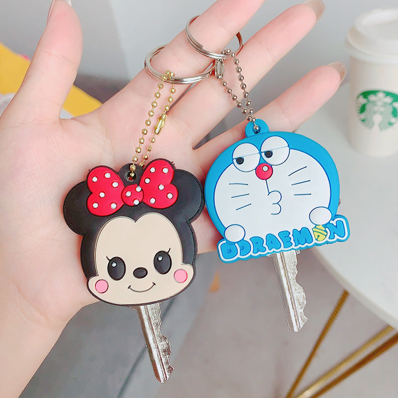 Cartoon Silicone Large Sized Creative Key Cover Household Door Access Control Key Protective Cover Mickey Key Chain Pendant