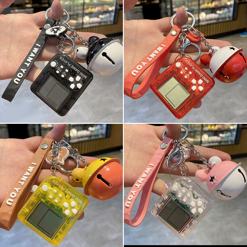 Creative Personality Retro Tetris Handheld Game Machine Car Key Ring Female Cute Schoolbag Internet Celebrity Pendant