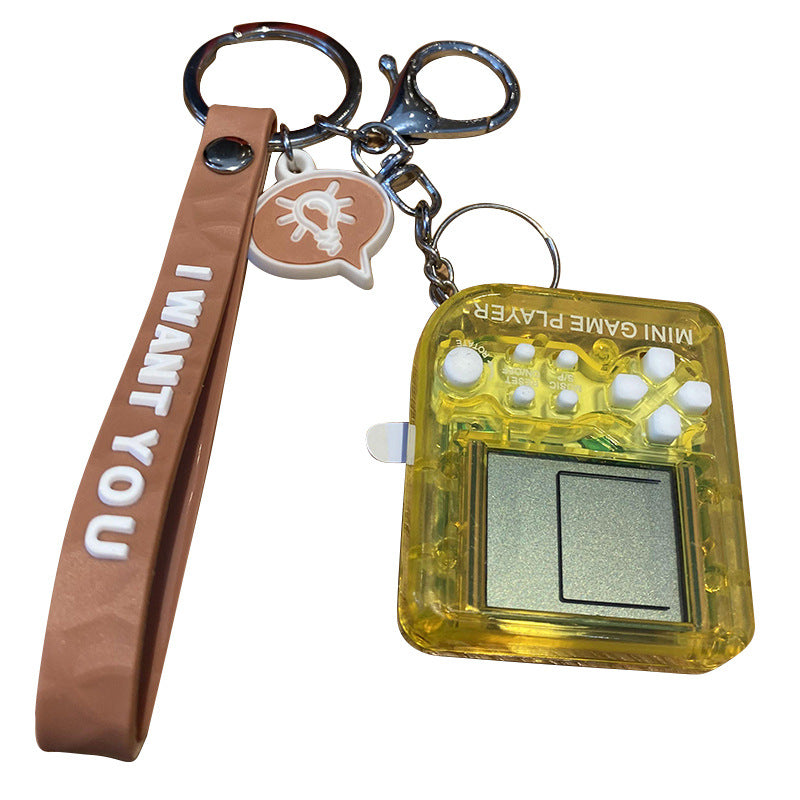 Creative Personality Retro Tetris Handheld Game Machine Car Key Ring Female Cute Schoolbag Internet Celebrity Pendant