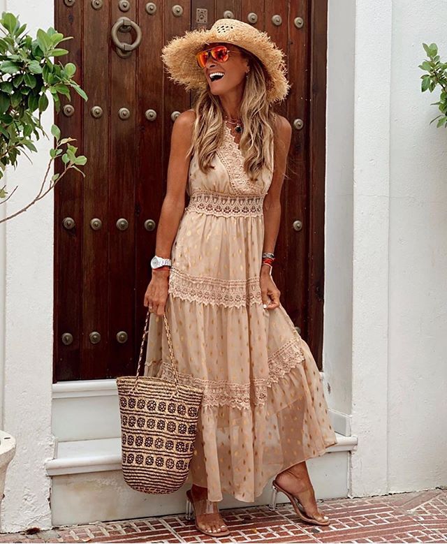 Sexy Deep V Sleeveless Chiffon Dress Stitching Midi Dress