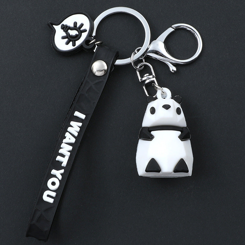 Creative PVC Silicone Geometric Cut Surface Cars and Bags Pendant Key Chain Gift Gift Leather Rope Keychain