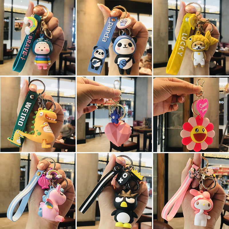 Creative Cartoon Dinosaur Doll Keychain Men and Women Car Shape School Bag Cute Pendant Gift Stall Products