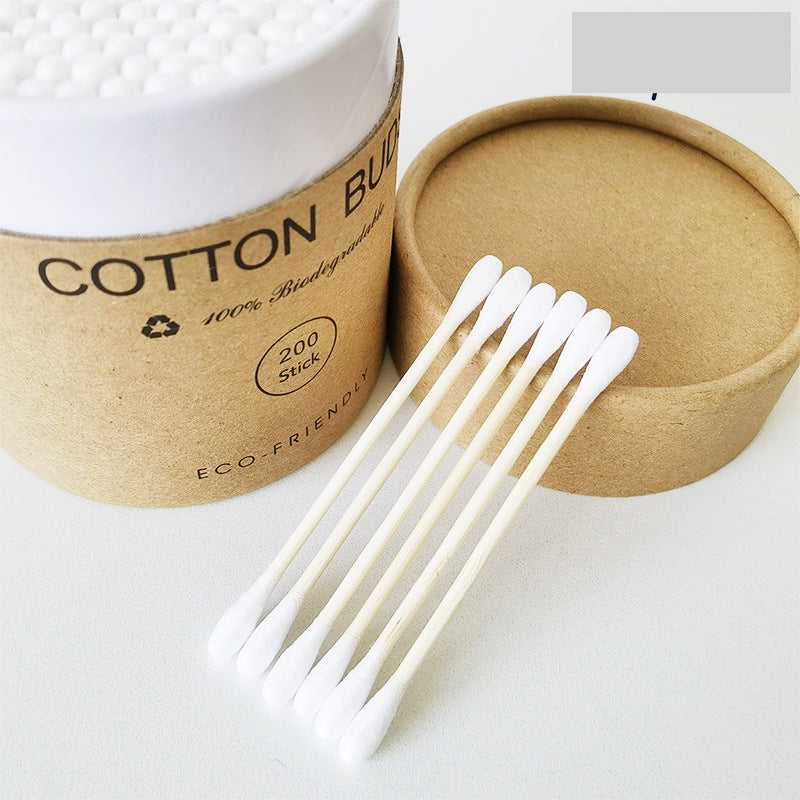 Degradable 200 PCs Disposable Cotton Swabs Ear Cleaning Bamboo Sticks for Makeup Paper Tube Cotton Swab Stick