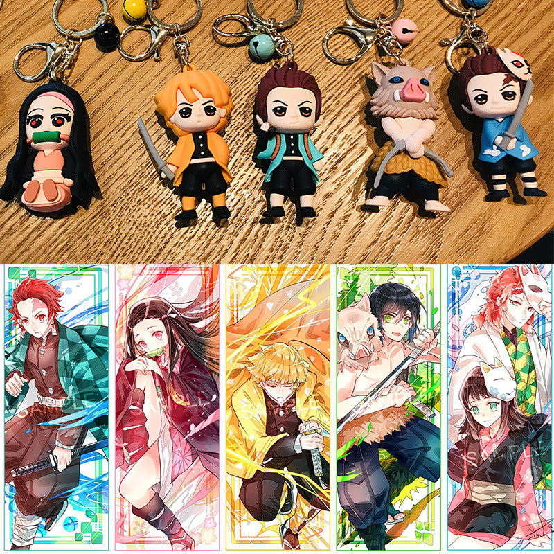 Cartoon Kimetsu No Yaiba Hand-Made Keychain Creative Cartoon Doll Schoolbag Epoxy Keychain Pendant Gift