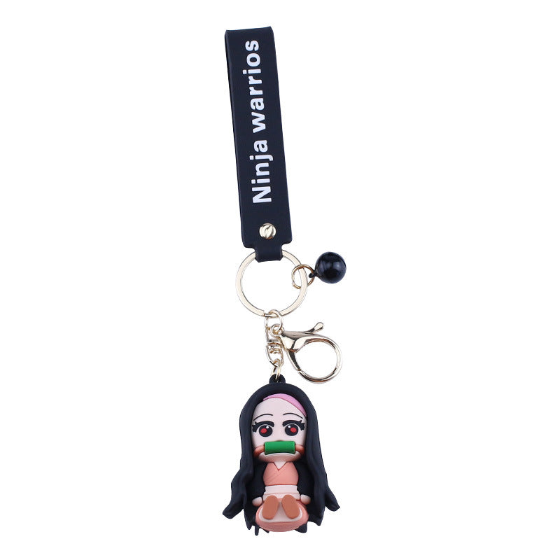 Cartoon Kimetsu No Yaiba Hand-Made Keychain Creative Cartoon Doll Schoolbag Epoxy Keychain Pendant Gift