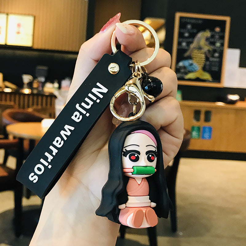 Cartoon Kimetsu No Yaiba Hand-Made Keychain Creative Cartoon Doll Schoolbag Epoxy Keychain Pendant Gift