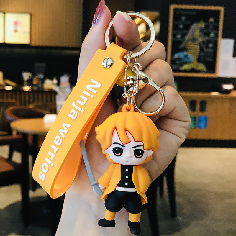 Cartoon Kimetsu No Yaiba Hand-Made Keychain Creative Cartoon Doll Schoolbag Epoxy Keychain Pendant Gift