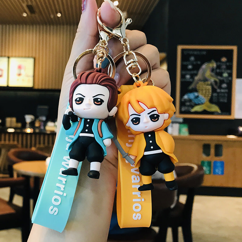 Cartoon Kimetsu No Yaiba Hand-Made Keychain Creative Cartoon Doll Schoolbag Epoxy Keychain Pendant Gift