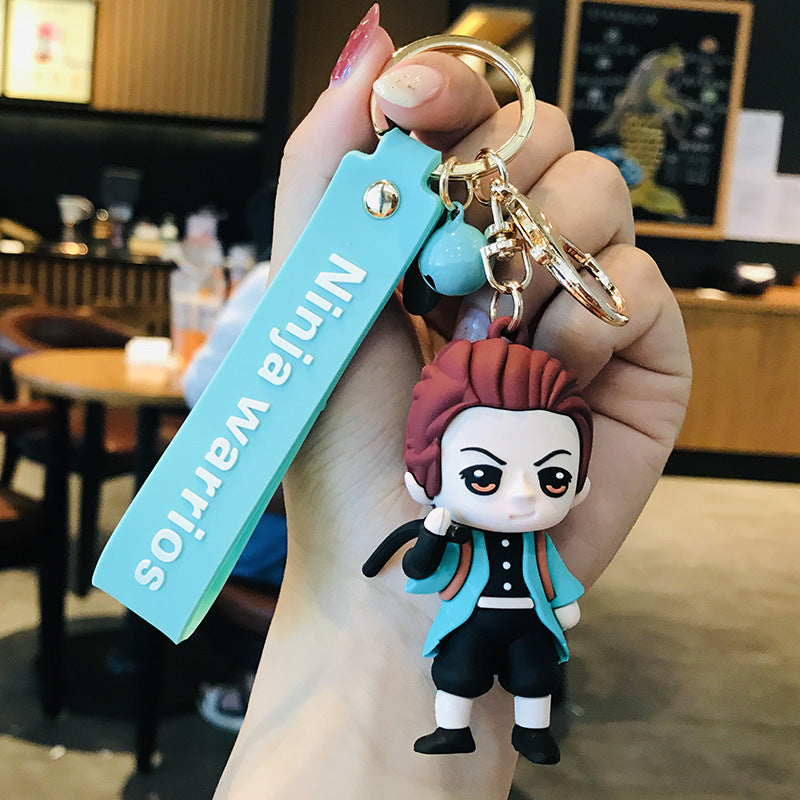 Cartoon Kimetsu No Yaiba Hand-Made Keychain Creative Cartoon Doll Schoolbag Epoxy Keychain Pendant Gift