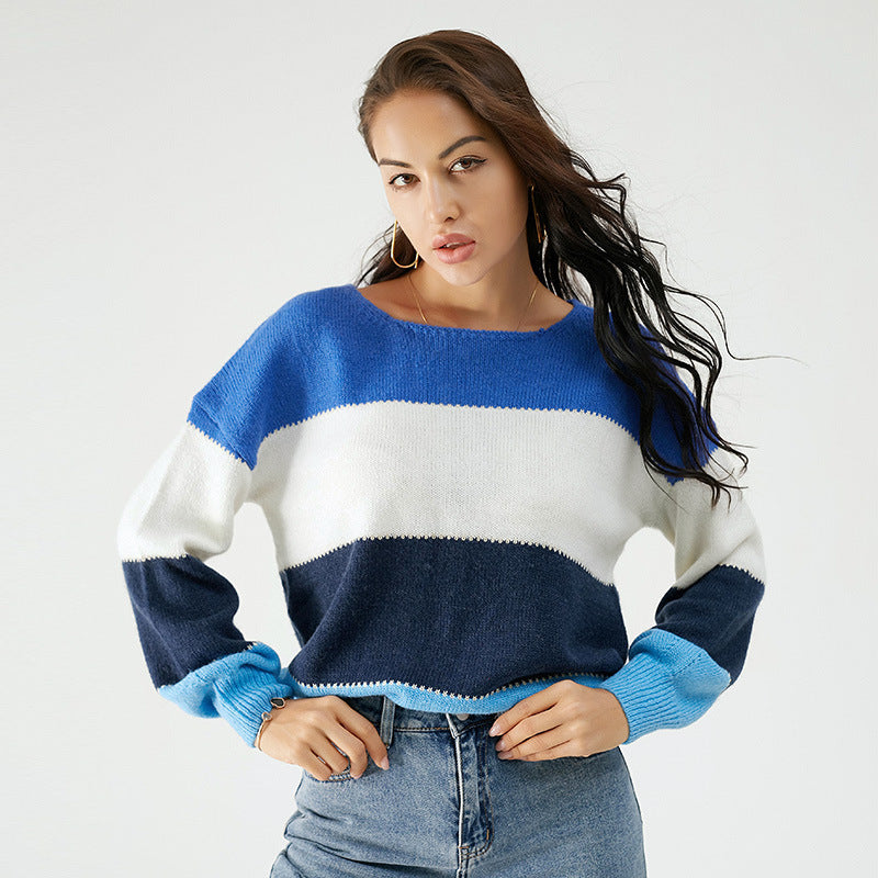 Women's Patchwork round Neck Sweater