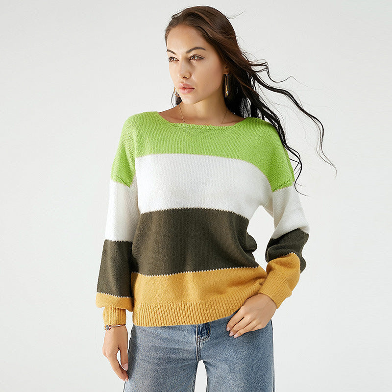 Women's Patchwork round Neck Sweater