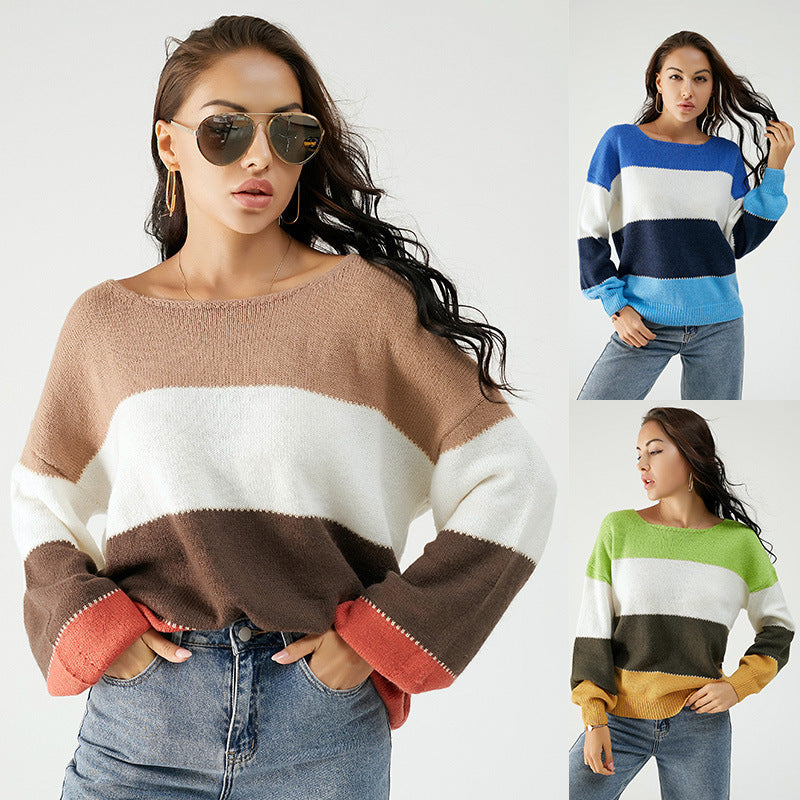 Women's Patchwork round Neck Sweater