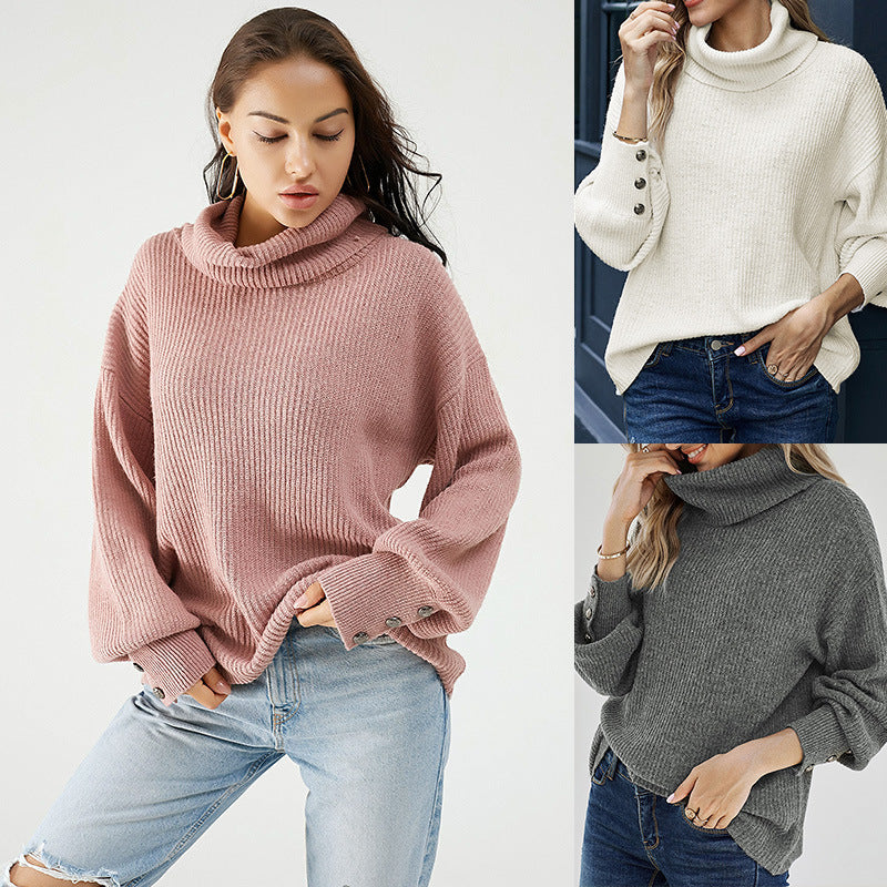 Fashionable Turtleneck Sweater Women's Autumn and Winter Warm and Loose Pullover Sweater Sweater