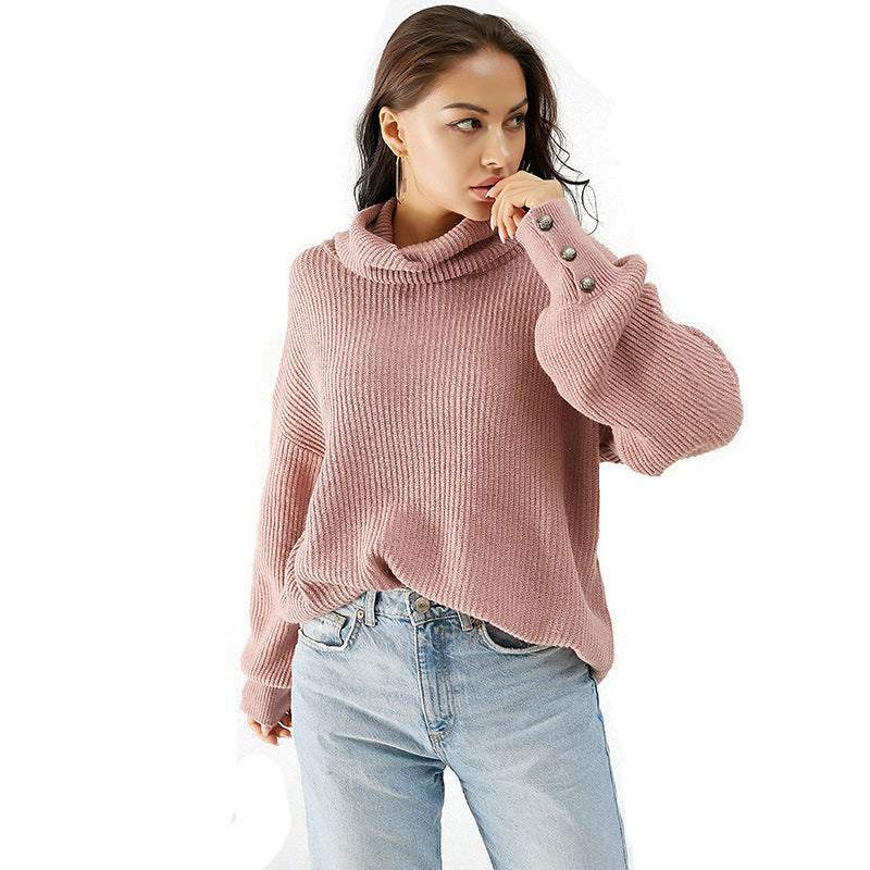 Fashionable Turtleneck Sweater Women's Autumn and Winter Warm and Loose Pullover Sweater Sweater