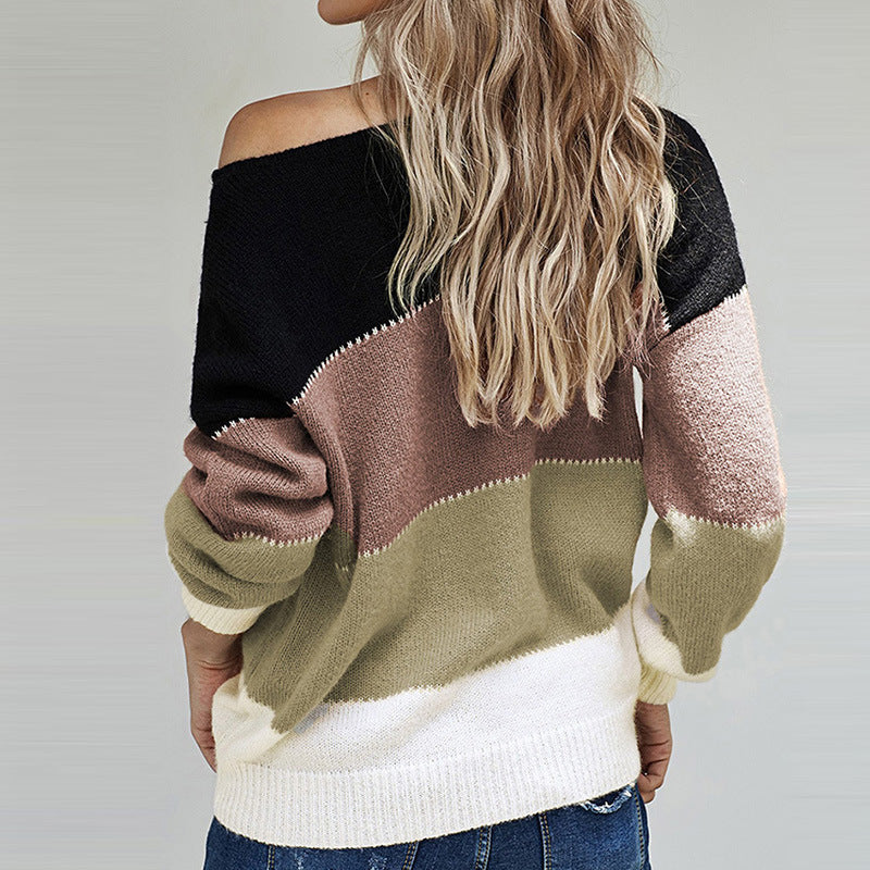 Women's Patchwork round Neck Sweater