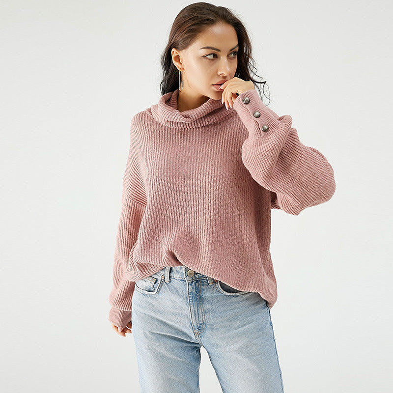 Fashionable Turtleneck Sweater Women's Autumn and Winter Warm and Loose Pullover Sweater Sweater