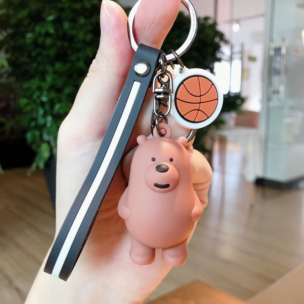 Cute Anime Foodie Bear Keychain Cartoon PVC Figurine Automobile Hanging Ornament Bag Pendant Accessories Gift