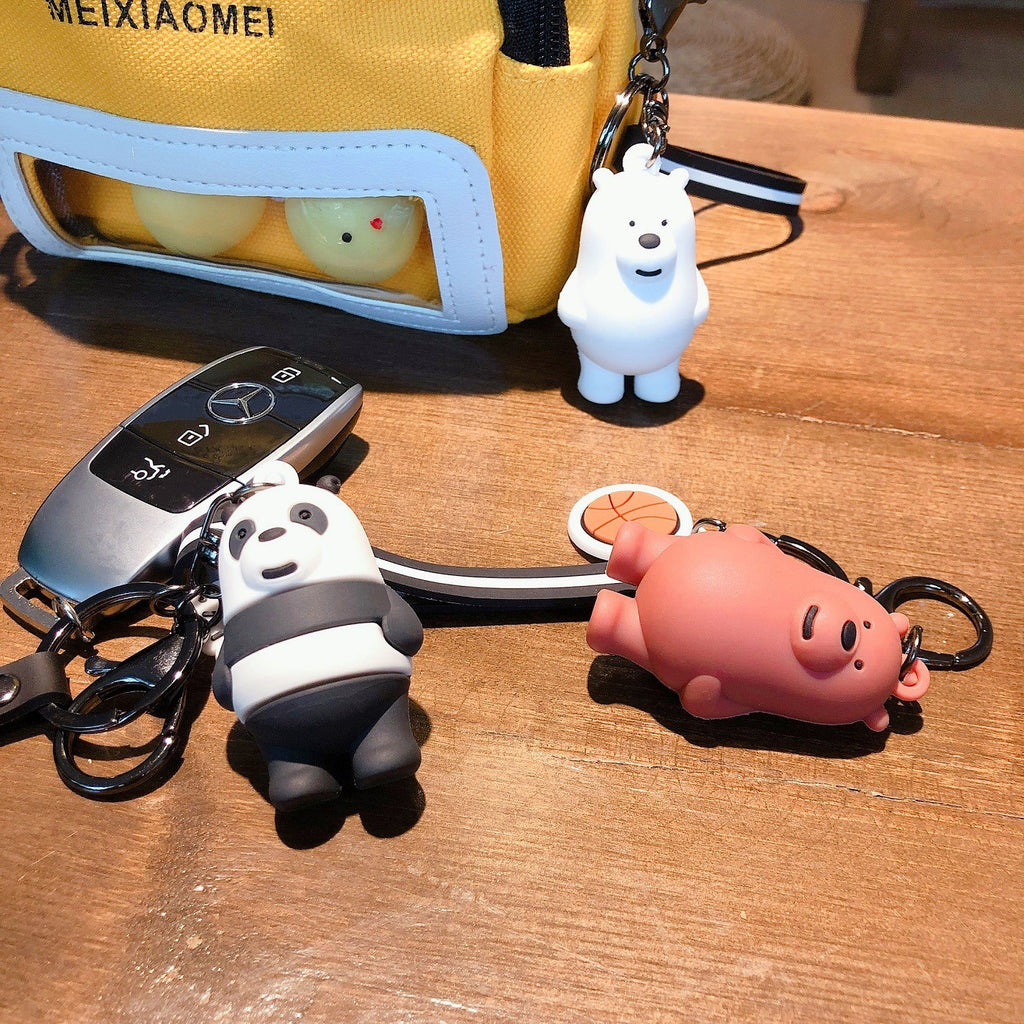 Cute Anime Foodie Bear Keychain Cartoon PVC Figurine Automobile Hanging Ornament Bag Pendant Accessories Gift