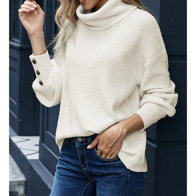 Fashionable Turtleneck Sweater Women's Autumn and Winter Warm and Loose Pullover Sweater Sweater