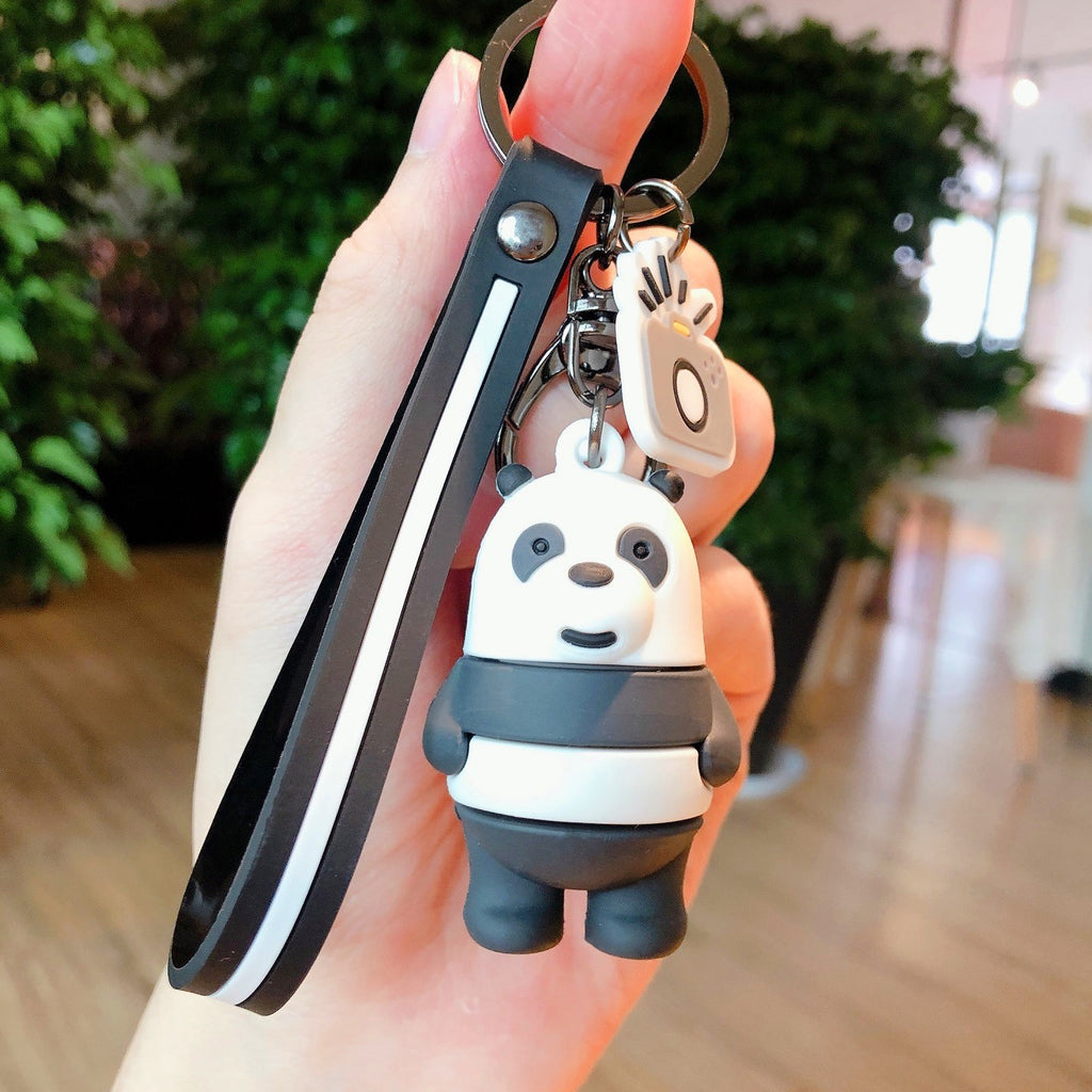 Cute Anime Foodie Bear Keychain Cartoon PVC Figurine Automobile Hanging Ornament Bag Pendant Accessories Gift