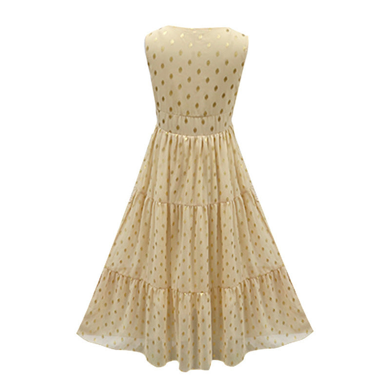 Sexy Deep V Sleeveless Chiffon Dress Stitching Midi Dress