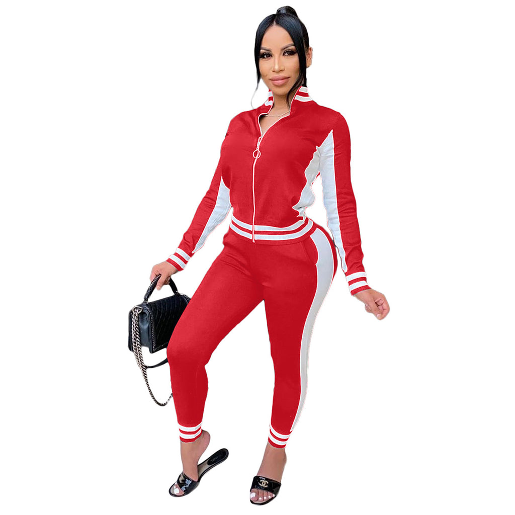 European and American Fashion Casual Exercise Set Zipper Two-Piece Set