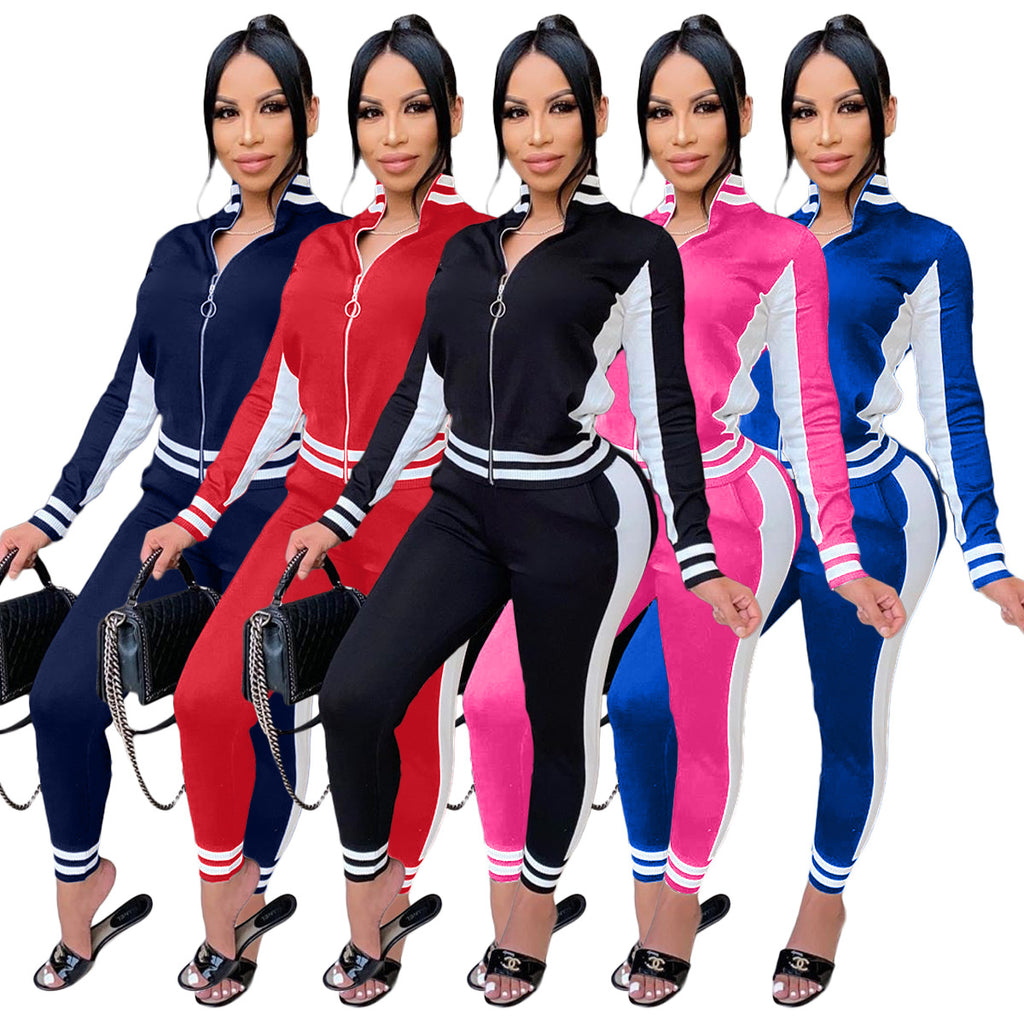 European and American Fashion Casual Exercise Set Zipper Two-Piece Set