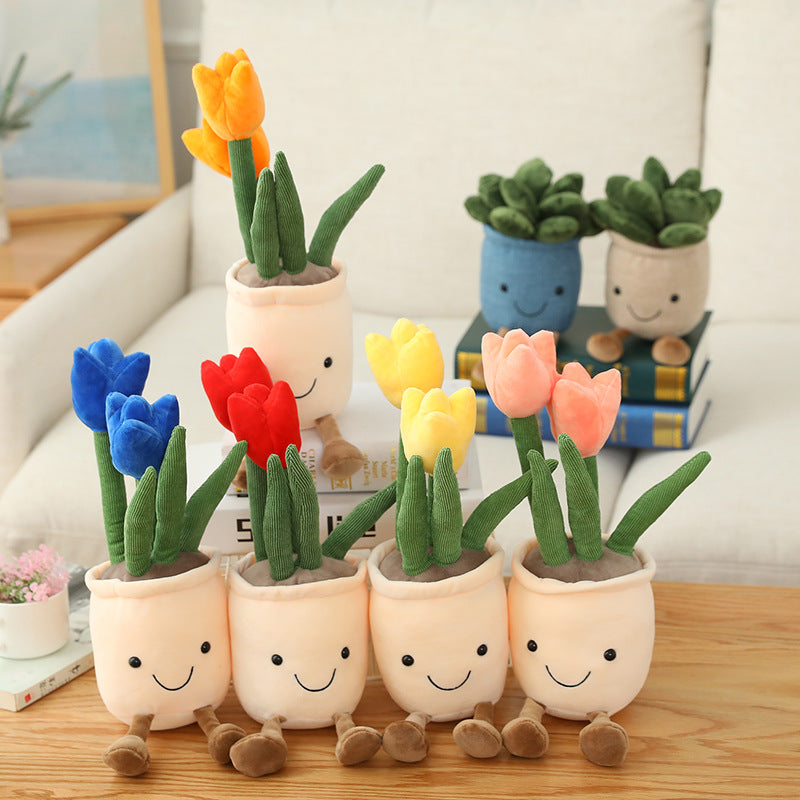 Cute Simulation Tulip Succulent Little Flower Home Decoration Bouquet Girlish Heart Cute Doll