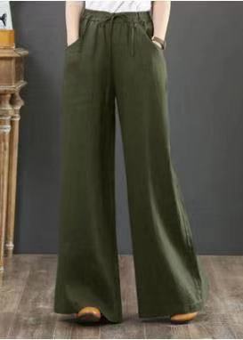 Artistic Cotton and Linen Women's Pants Loose Large Size Wide Leg Pants High-Waist Mopping Pants Straight-Leg Trousers Linen Pants