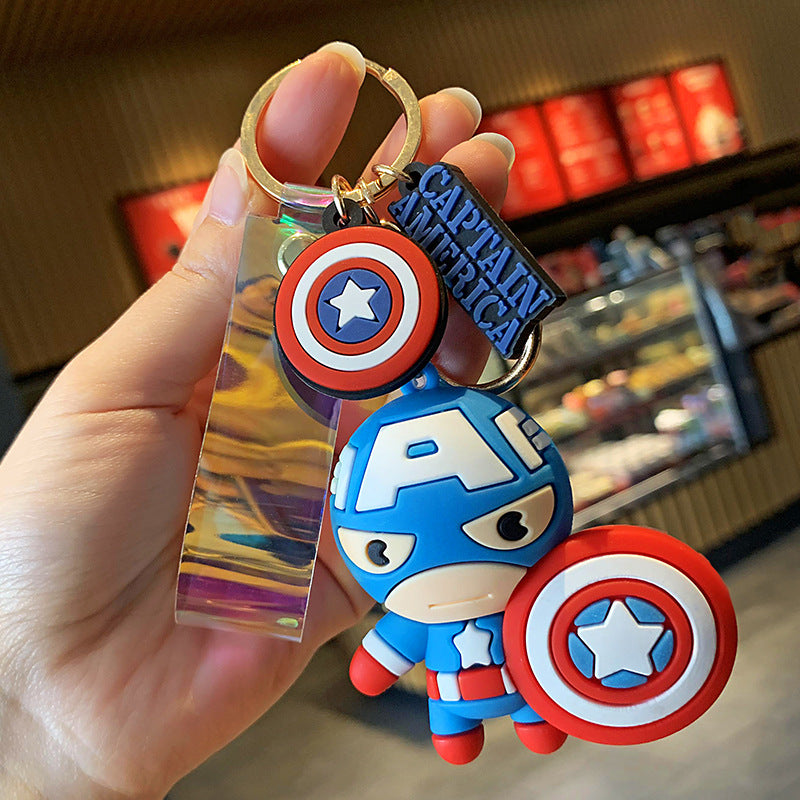 Hero Avengers Captain America Spider-Man Iron Man Keychain Cartoon Character Gift Hanging Ornaments