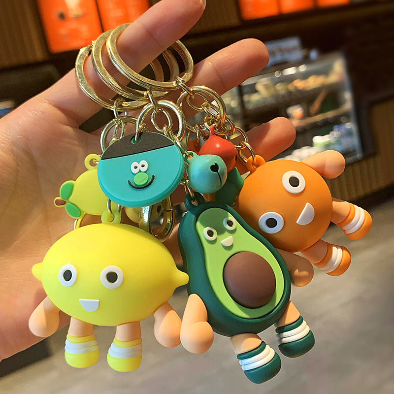 Avocado Orange Lemon Keychain Pendant Fashion Trendy Cute Fruit Family Male Small Gift Pendant