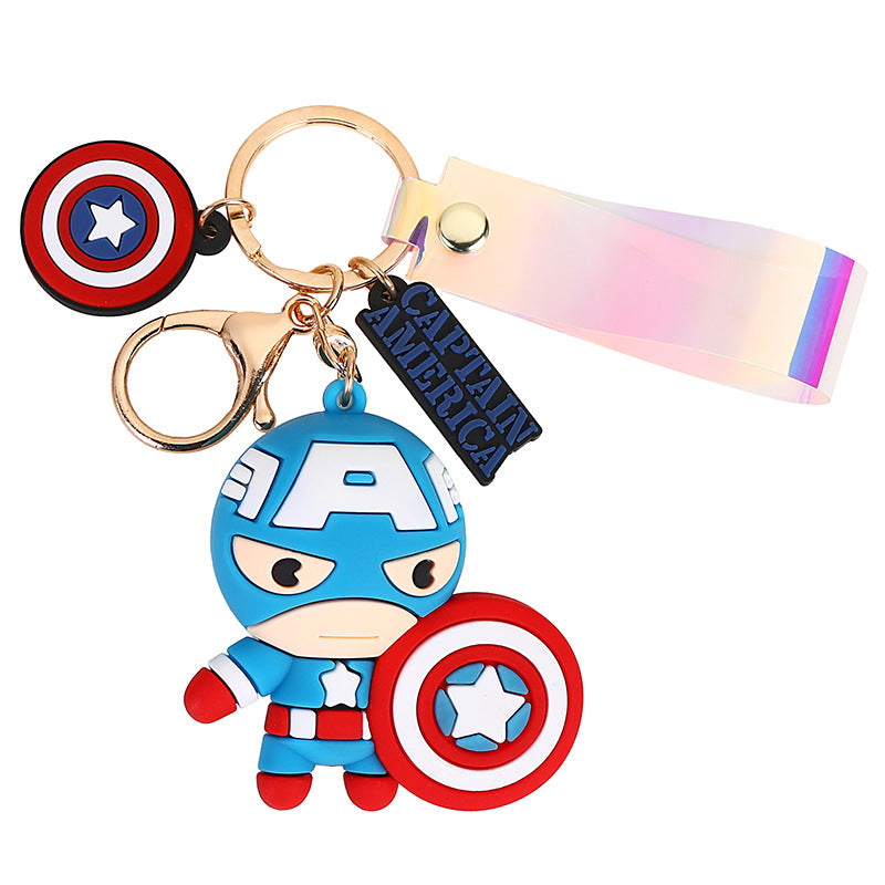 Hero Avengers Captain America Spider-Man Iron Man Keychain Cartoon Character Gift Hanging Ornaments