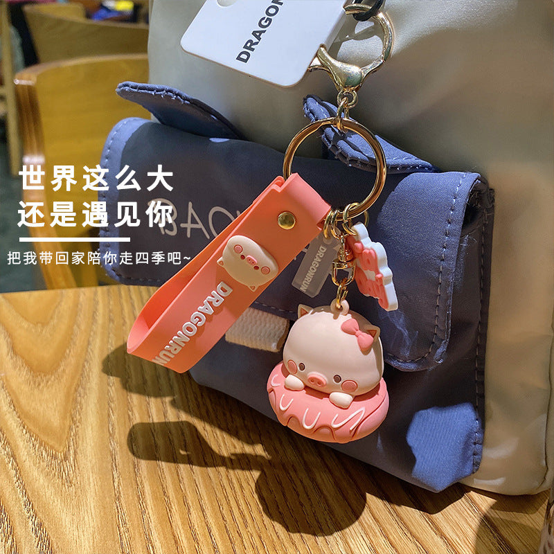 Creative Cartoon Pig Small Lying Car Key Ring Pendant Original Authentic Pendant Lovely Bag Car Pendant