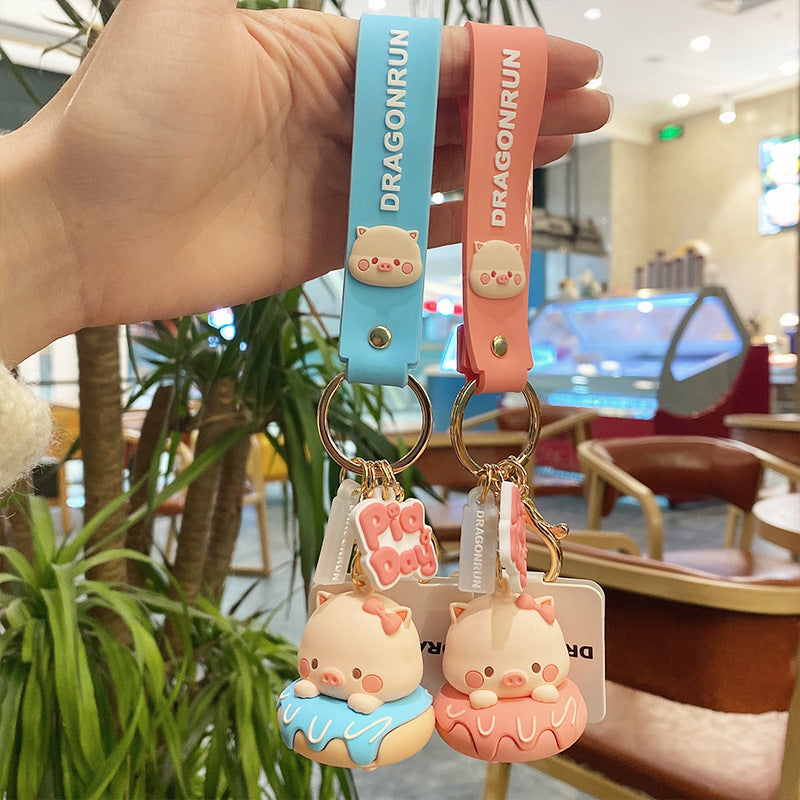 Creative Cartoon Pig Small Lying Car Key Ring Pendant Original Authentic Pendant Lovely Bag Car Pendant