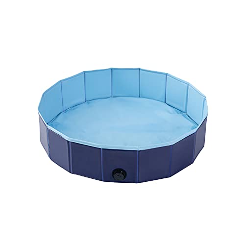 HQ21001-Blue Collapsible Sand and Water Table for Toddler - Foldable Ball Pit Portable Sandbox Game Room Baby Sensory Table Play Pit Pet Bathing Summer Pool Diameter 32Inchs