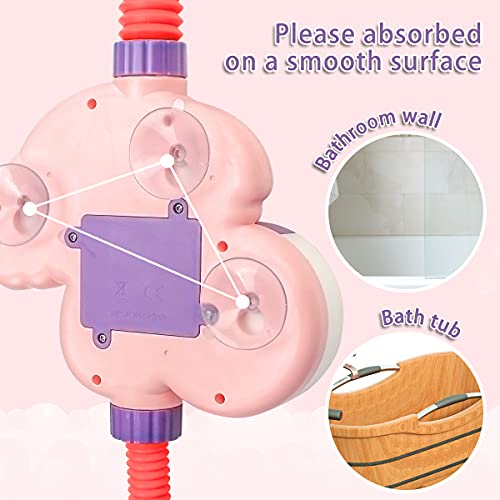 QC21002-Pink  Growinlove Baby Bath Shower Head Toy, Electric Elephant Baby Bath Toys Sprinkler Bathtub Toy for Kids, Bath Time Toy for Newborn Babies Boys Girls