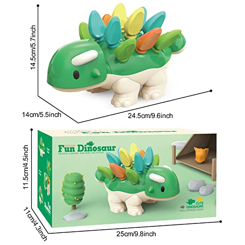 DBQ22002 Fine Motor Skill Dinosaur Toys - Sorting Stacking Plugging Toys, Developmental Learning Sorting Sensory Toys for Toddlers 1-3, Baby Montessori Sensory Toys Age 6 9 12+ Months