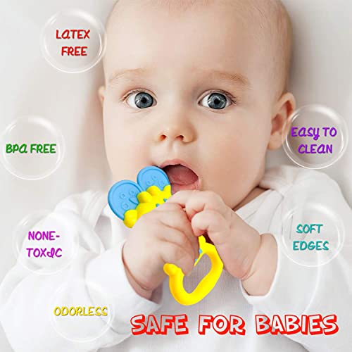 Rattle Teether Set Baby Toy - WISHTIME Baby Activity Rattle Toys,Grab Toys,Shaking Bell Rattles Set with Luggage Box for Newborn Baby, 3,6,9,12 Month infant.