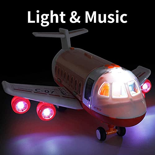 Transport Construction Vehicles Aircraft Toys - Storage Transport Airplane with 6 Diecast Trucks and Playmat, Kids Toy Jet Aircraft with Mist Spay, Light & Sounds, Gift for 3 4 5 6 Years Old Children