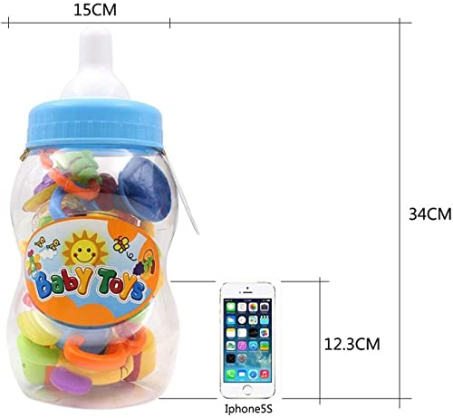 ZM15015-Plus Rattle Teether Set Baby Toy - Sensory Baby Toy 0-12 Months Shaker Grab Rattle Baby Infant Newborn Toys Early Educational Toys for 3 6 9 12 Month Boys Girls