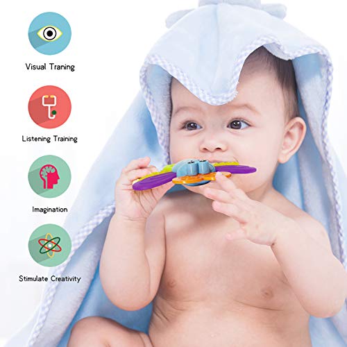 Rattle Teether Set Baby Toys - Happytime 13 Pcs Shake Rattle Teethers Early Education Toys for Newborn Infant with Surprise Egg for 3 6 9 12 18Month