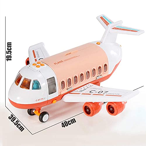 Transport Construction Vehicles Aircraft Toys - Storage Transport Airplane with 6 Diecast Trucks and Playmat, Kids Toy Jet Aircraft with Mist Spay, Light & Sounds, Gift for 3 4 5 6 Years Old Children