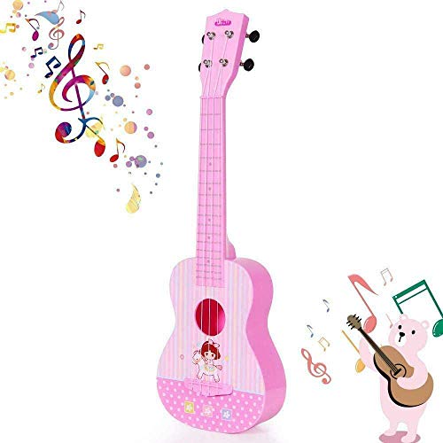 HANMUN Unicorn Musical Ukulele Guitar Toys - 23 Inch Pink Guitar with 4 Strings Musical Instruments Learning Educational Toys for Kids Children Girls Boys Adult Children (Pink)