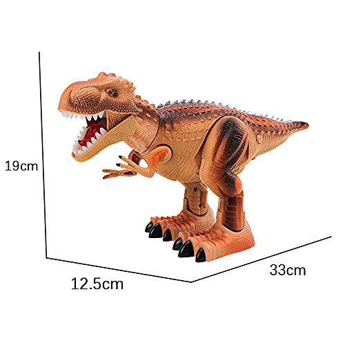 RC21001 Growinlove Remote Control Dinosaur Toy with Lighting Flashlight - Electronic Realistic Walking Dinosaur with Light Up and Roaring Sounds, Dinosaurs Gifts Toys for 3+ Year Old Boys Girls Kids