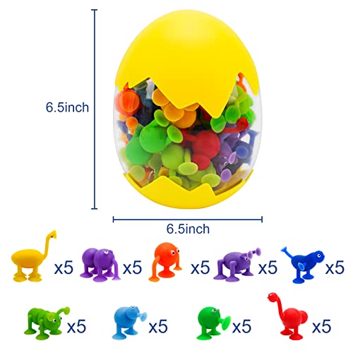 TOP22010-Yellow Suction Toys Baby Bath Toy Set-45 Pcs Kids Suction Cup Toys,Bathtub Silicone Building Blocks, Stress Release Toys,Toddler Travel Toys for 3 4 5 6 7 8 Year Old Boy Girl (Yellow)