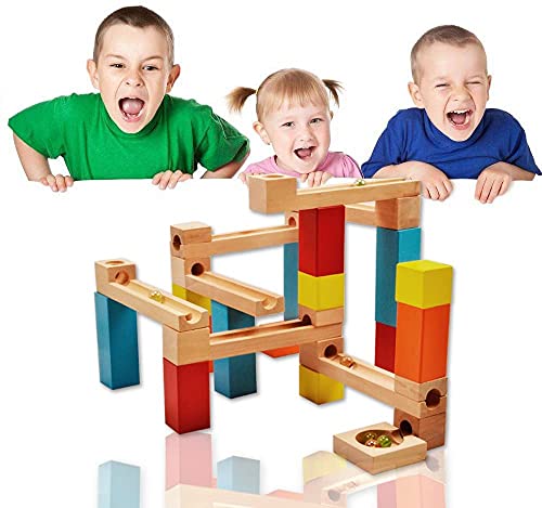 W170015 Construction Educational Marble Run Toys - STEM Educational Big Blocks Sets, DIY Learning Building Game Gifts for Boys Girls Aged 3,4,5,6,7,8 Years Old and Up