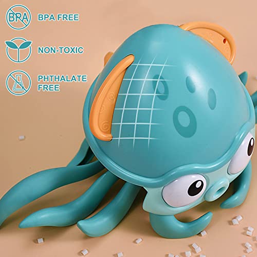 QC21004-GREEN Growinlove Baby Crawling Toy Musical Octopus Toy, Toddler Interactive Crawling Octopus Toy with Music, LED Light Up and Automatically Avoid Obstacle, Moving Toy for Toddler Babies Boys Girls