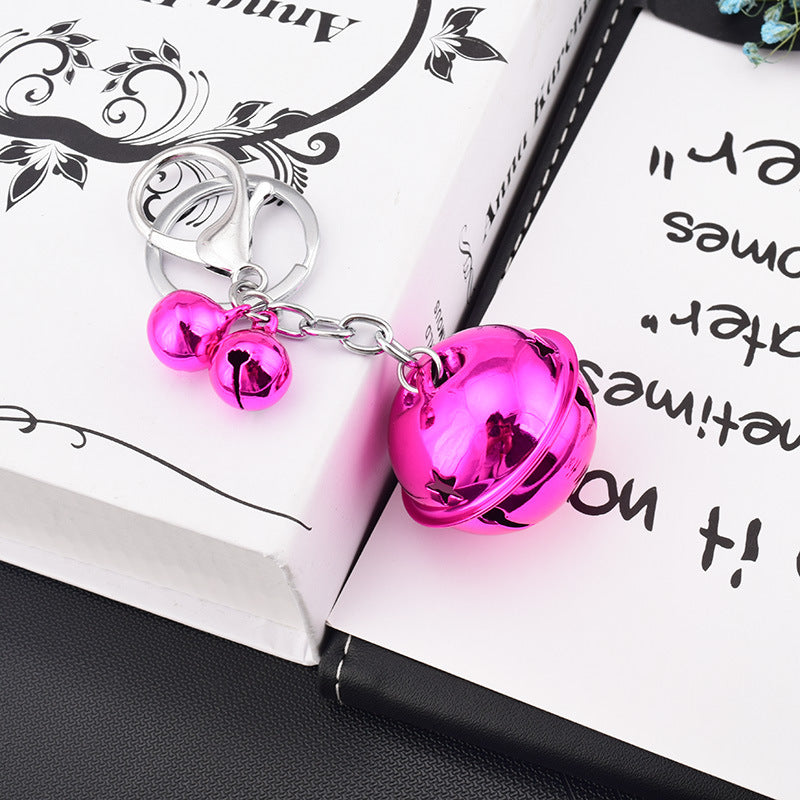 Creative Cartoon Color Matching Bell Car Key Ring Lovely Bag Small Pendant Mobile Phone Pendant Gifts for Men and Women